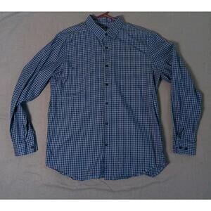 Theory Shirt Mens XL Sylvain Wealth Multi Blue Long Sleeve Button Stretch Dress